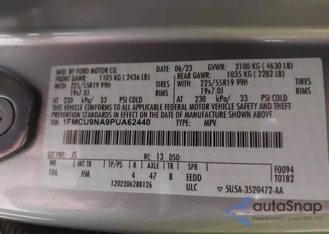 2023 Ford Escape St-Line Select from USA, damaged, VIN 1FMCU9NA9PUA62440